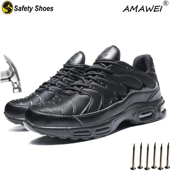AMAWEI Dropshipping Erkekler Kadınlar iş ayakkabısı Çelik burun Güvenlik ayakkabıları Avrupa Standart Anti-smash Anti-delinme Ayakkabı Güvenlik