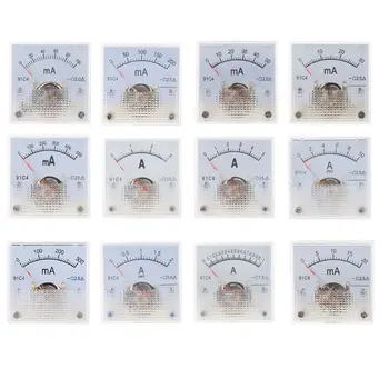 12 Tip Analog Ampermetre Akım Paneli Amp Ölçer Ölçer 2.5 Doğruluk Otomatik Devre Ölçüm Cihazı 45x45mm Güvenilir