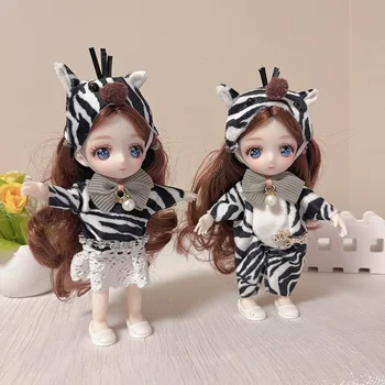17cm Bjd Bebek Mini Moda Giyinmek Oyuncaklar Kızlar için Bebek giysileri kız doğum günü hediyesi oyuncak bebekler kukla Masa Süslemeleri