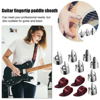 Ayarlanabilir Parmak Başparmak Seçtikleri Set İçerir 8 Adet Paslanmaz Çelik Parmak Seçtikleri 4 Adet Plastik Başparmak Seçtikleri Gitar Banjo İçin