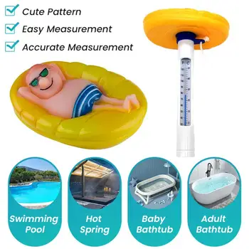 Akvaryum Yüzme Havuzu Termometresi ℃ / ℉ Ölçek Ve Dize İle Doğru Ölçüm Karikatür Yüzen Su Termometreleri