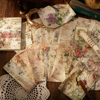 100 adet / kitap Vintage Mesaj Malzeme Kağıt Yaratıcı Çiçek Karakter El Hesabı Dekoratif Bloknot Kolaj El Kitabı DIY Dekor