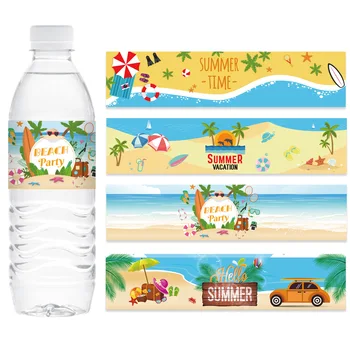 Yaz Plaj Hawaii Su şişe etiketi Doğum Günü Tema Parti Parti Parti Plaj Partisi