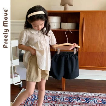Yaz Çocuk Kız Moda Şort Katı Rahat Şort Toddler Kız Geniş Bacak kısa pantolon Kızlar için Çocuk Giysileri