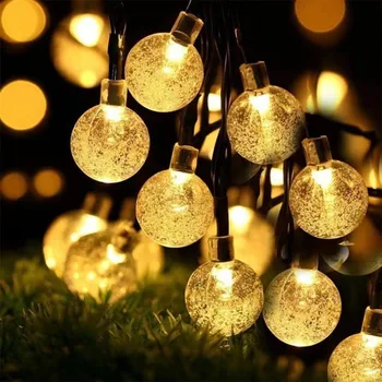 Güneş enerjisi gaz kabarcık ışık LED dize lambası bahçe dekorasyon sıcak ve romantik 5-12m tel uzunluğu RGB 100LED lamba ampulü