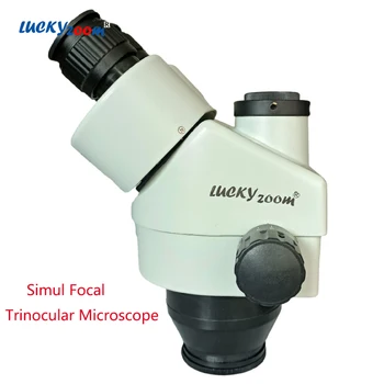 Profesyonel Trinoküler mikroskop kafası Simul Odak Stereo Zoom Microscopio Lehimleme Onarım İçin 76MM Dağı Optik Cam Lens