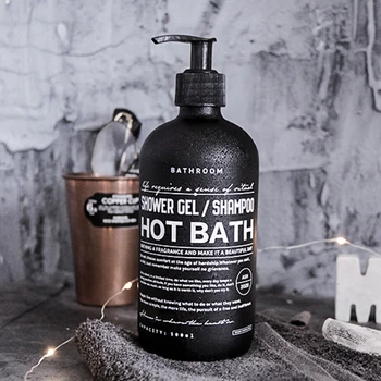 Siyah Cam Banyo Şampuanı depolama şişesi 250ml 500ml İskandinav Baskı Mektubu Sıvı Losyon Alt şişe Seyahat Taşınabilir Sabun Şişeleri