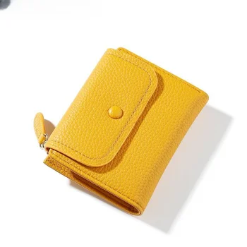 Küçük Pu Deri Kadın Cüzdan Mini Bayan bozuk para cüzdanı Cep Sarı Kadın Cüzdan Kız Para Klip Marka Küçük Kadın Cüzdan Çanta