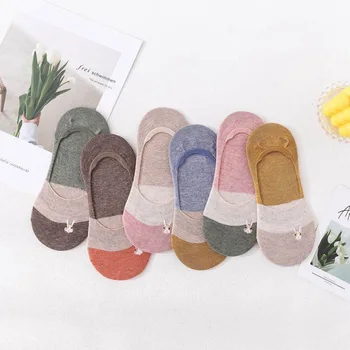 Japon Tarzı Tatlı Düşük Kesim Çorap Kız Öğrenciler için Görünmez Tekne Çorap Yaratıcı Tavşan Nakış Pamuk Calcetines De Niña