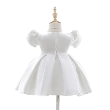 IYEAL Bebek Kız İnci Dekorasyon Kabarcık Kollu Kısa Prenses Elbise Baby1st Doğum Günü Elbise Bebek Vaftiz Elbiseler