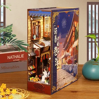 Ahşap Kitaplık Eklemek Minyatür Ev model seti Dollhouse Ve Mobilya Odası Kutusu Kiraz Çiçeği Japon Dükkanı Doğum Günü PZ-091