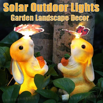 Yeni güneş ve aydınlık tavşan ışıkları açık havada su geçirmez avlu çim bahçeleri parkı hayvan şekilli bahçe dekor manzara lambaları