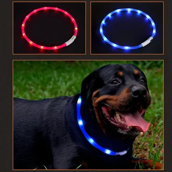 Pet Yaka LED USB Şarj Edilebilir Ayarlanabilir Boyutlandırılabilir Silikon Aydınlık köpek tasması İçin Pet Köpek Kedi Gece Egzersiz evcil hayvan aksesuarları