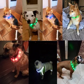 Pet Yaka LED USB Şarj Edilebilir Ayarlanabilir Boyutlandırılabilir Silikon Aydınlık köpek tasması İçin Pet Köpek Kedi Gece Egzersiz evcil hayvan aksesuarları