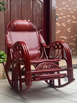 Rattan Sandalye Doğal Rattan sallanan sandalye Rattan Dokuma Şezlong Yetişkin Balkon Aile Eğlence Yaşlı Sandalye Rattan Sanat