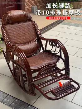 Rattan Sandalye Doğal Rattan sallanan sandalye Rattan Dokuma Şezlong Yetişkin Balkon Aile Eğlence Yaşlı Sandalye Rattan Sanat