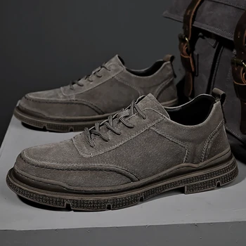 Erkekler oxfords ayakkabı lace up ilkbahar sonbahar Yumuşak Lüks Marka inek Süet Deri Erkek Bot Ayakkabı lace up gündelik ayakkabı Erkekler için