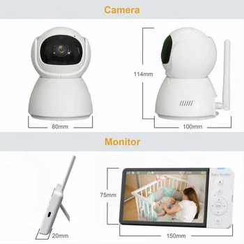 5000mAh Pil bebek izleme monitörü 5.0 İnç 720P Büyük Ekran Kablosuz Video 2 Yönlü Ses VOX Sıcaklık Bebek Dadı Güvenlik Kamera