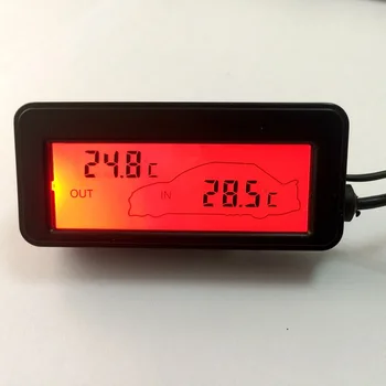 Mini Termometre 12v Dijital arkadan aydınlatmalı LCD Araç İç ve Dış Sıcaklık Ölçer Termometre Higrometre Araba Aksesuarları