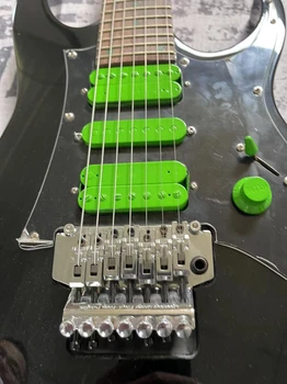 Yedi dize çift sallamak elektrik gitar, yeşil yüksek kaliteli pikap, kalite güvencesi, yüksek kaliteli gitar