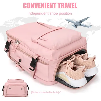 35L Kadın Çok Fonksiyonlu seyahat sırt çantası Anne Bebek Bezi Sırt Çantası Bağımsız Ayakkabı Çantası Su Geçirmez Anti-hırsızlık Açık Çanta