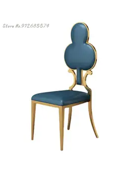 Hafif Lüks paslanmaz çelik yemek sandalyesi Tasarım Ev deri sırtlı sandalye Modern Minimalist Metal Makyaj İskandinav Yumuşak Çanta