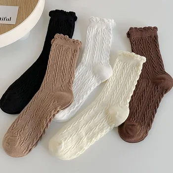 Sonbahar ve kış orta tüp gelgit çorap kabarcık Luokou mantar istifleme çorap kadın siyah dantel kawaii çorap
