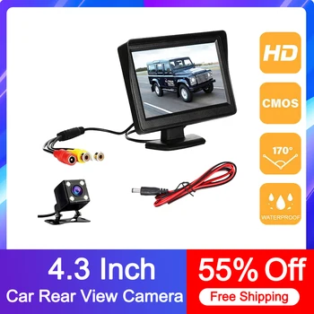 4.3 İnç Araba Dikiz Kamera Gece Görüş Reversing Otomatik park kamerası Su Geçirmez 4LED Otomatik Yedekleme Monitör 170 Derece HD Görüntü