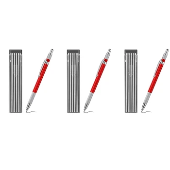 3X Kaynakçılar Kalem İle 36 ADET Gümüş Çizgi Yedekler, Metal İşaretleyici Mekanik Kaynak Kalem Pipefitters, İmalat, Kırmızı