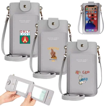 El Serisi Baskı Mini Telefon Crossbody Çanta Kadın Çanta Kart Sahipleri Cüzdan Deri Çanta Moda Omuz Messenger Mini Çanta