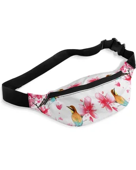 Bahar Bitki Çiçek Kuş Bel Paketleri omuzdan askili çanta Unisex askılı çanta Rahat Moda fanny Paketi Kadınlar için