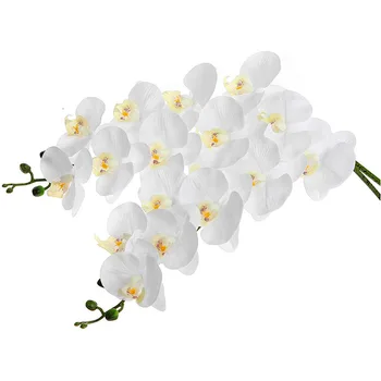 2 Adet 38 inç Yapay Gerçek İletişim Orkide Çiçekler 9 Kafaları Lateks Phalaenopsis Kaynaklanıyor DIY Düğün Centerpieces Mutfak