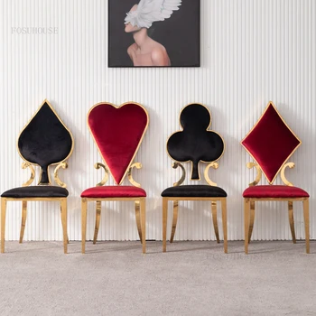 Yaratıcı Pazen yemek sandalyeleri modern ev mobilyası İskandinav Yumuşak Yastık Poker Yemek Sandalyesi 4 set basit Tasarımcı mutfak sandalyesi