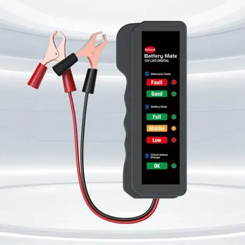 12V Pil Teşhis Aracı Dijital Otomatik pil test cihazı 6 LED Ekran Dijital Pil İzleme Ölçer Araba Motosiklet Kamyon