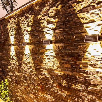 Güneş Dışbükey Lens Duvar Lambası Ev Yüksek dereceli Su Geçirmez Güneş Lambası Villa Avlu Üst ve Alt Aydınlık Aydınlatma Duvar Lambası
