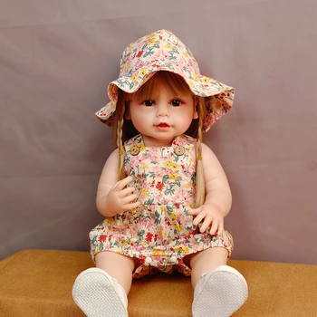 55 cm Gerçekçi Reborn Bebekler Yumuşak Vücut Silikon Vinil Bebek Altın Saç Kız Yenidoğan Bebek Raya Prenses Bebe