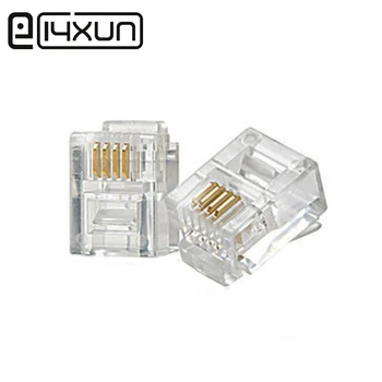10 adet 4pin RJ11 Konnektör Modüler Kablo Fişleri Soket Ağ Ethernet 6P4C Kristal Fiş Telefon Kristal Kafa