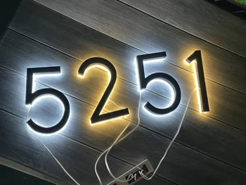LED Ev Numaraları Metal ışıklı su geçirmez açık alan aydınlatması Ev Otel Kapı Plakaları paslanmaz çelik İşareti Adres Ücretsiz adaptör