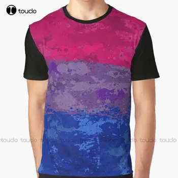Soyut Boya Sıçramak Biseksüel Gurur Bayrağı Desen grafikli tişört Özel Yetişkin Genç Unisex Dijital Baskı Tee Gömlek Xs-5Xl