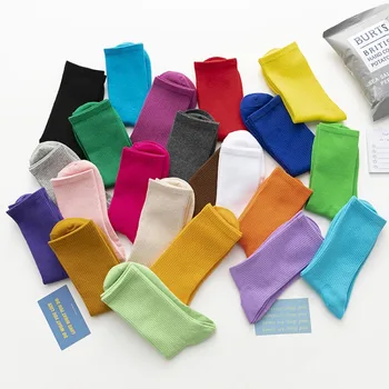 Renk Çorap Kadın Çorap Ins Düzenli Yaz İnce Saf Pamuklu Çorap Şeker Renk Macaron Kazık Çorap Pamuk Calcetines Mujer