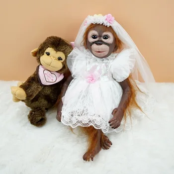 Yeniden doğmuş bebek 46cm silikon bebek düğün elbisesi, bebe yeniden doğmuş bebek oyuncak / maymun oyuncak