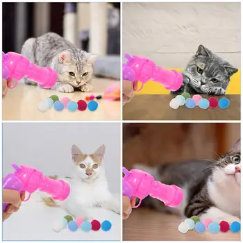 1 Takım İnteraktif Oyuncaklar Kedi Getirme Topu Oyuncaklar Kedi Peluş Top Oyuncak Başlatıcısı ile