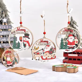 Noel Ahşap Asılı Dekorasyon İçi Boş Noel Baba Ren Geyiği Kardan Adam Yeniden Kullanılabilir Noel Ağacı Süsleme Kolye Parti Malzemeleri Hediye