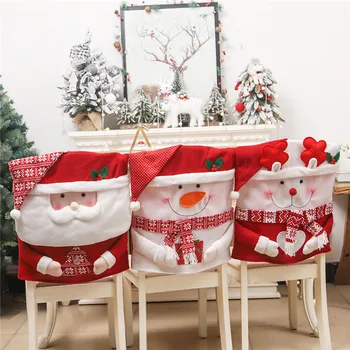 Yüksek Kaliteli Navidad 2023 Noel Santa sandalye kılıfı Noel Süslemeleri Ev için Akşam Yemeği Dekor Süsleme Yeni Yıl 2024