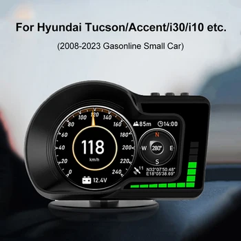 Hud OBD2 Ekran Araba Göstergesi GPS Kilometre RPM Takometre Su Yağ Sıcaklık Ölçer Hyundai i30 / Accent / Tucson 2008-2023