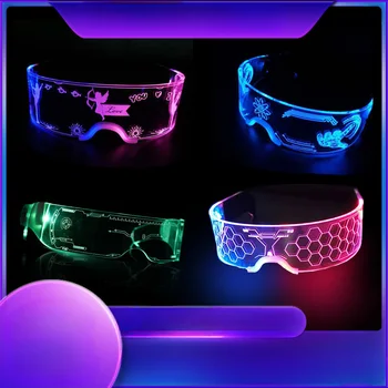 Serin ışık renkli led ışıklı gözlük parlayan Neon ışık yanıp sönen parti gözlüğü gece kulübü DJ dans partisi iyilik