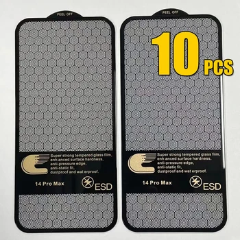 10 adet Elmas Temperli Cam Tam Tutkal Kapak Ekran Koruyucu İçin 9H Premium Film iPhone 15 Pro Max 14 Artı 13 12 11 XS XR X