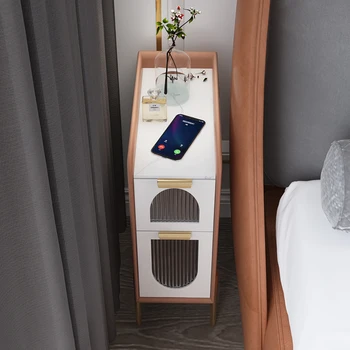 Modern Stil Ultra Dar Başucu Masa Mini Başucu depolama dolabı Lüks Yatak Odası Komodinler Oturma Odası Yan Sehpa