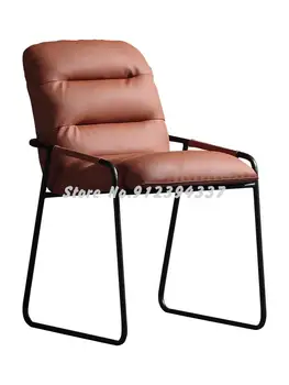 Italyan minimalist deri yemek sandalyesi tüy yumuşak çanta tasarım ev sırtlı sandalye çalışma kitap sandalye modern demir boş sandalye