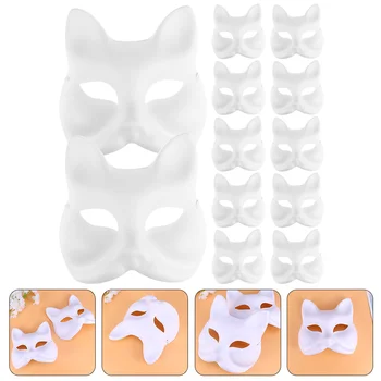 12 Adet el boyalı hamuru maskeleri Cadılar Bayramı DIY parti kağıt maskeli balo beyaz kadın çocuk boş Therian